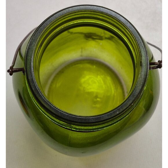 Vintage Green Glass Jar With Wire Handle - Picture 3 of 7